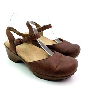 Dansko Sam Womens Size EU 41 US 10.5-11 Camel Brown Leather Mary Jane Shoes